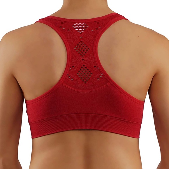 NEW Red sports bra push up yoga gym workout top support activewear casual - Picture 2 of 2